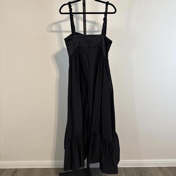 Anna October Snowdrop Bustier Ruched Strap Ruffle Hem Black Maxi Dress (Sz: LG) - Picture 7 of 13
